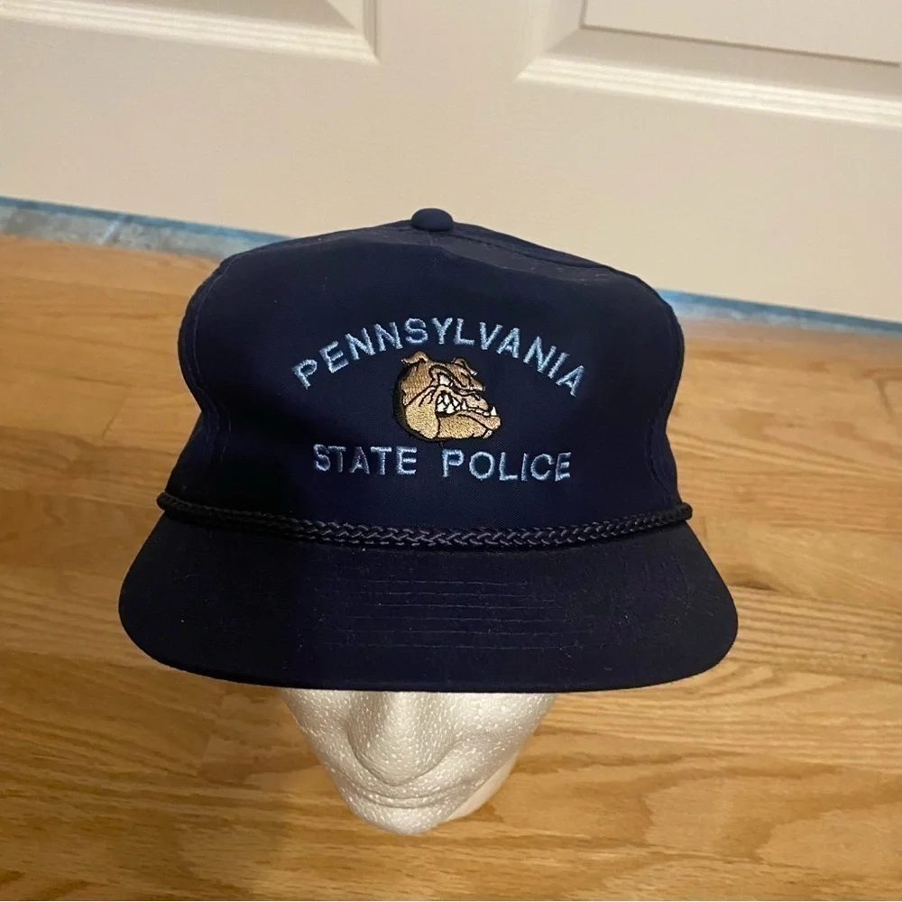 Vintage Pennsylvania Stare Police Bulldog Dog Hat Rope Snap Back Navy Blue